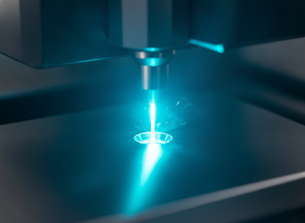 Picosecond laser cleanly ablating metal with no melt, showing cold precise processing