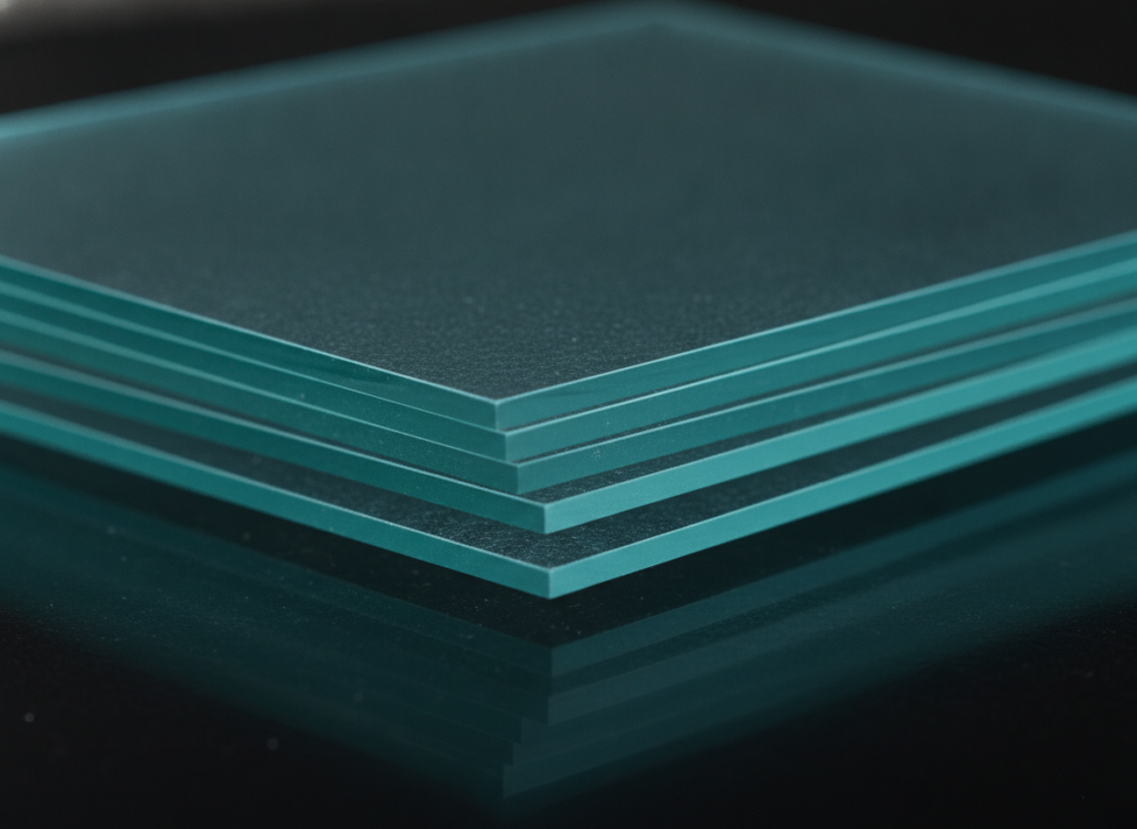 Finished frosted glass pieces with smooth crack-free laser-cut edges