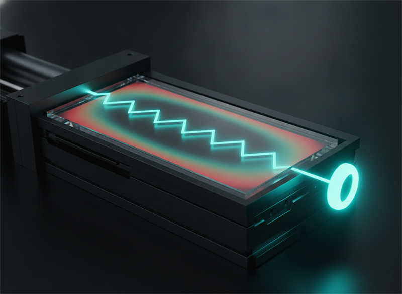 Slab amplifier with a folded beam path and even heat extraction, reaching high power with clean beam quality