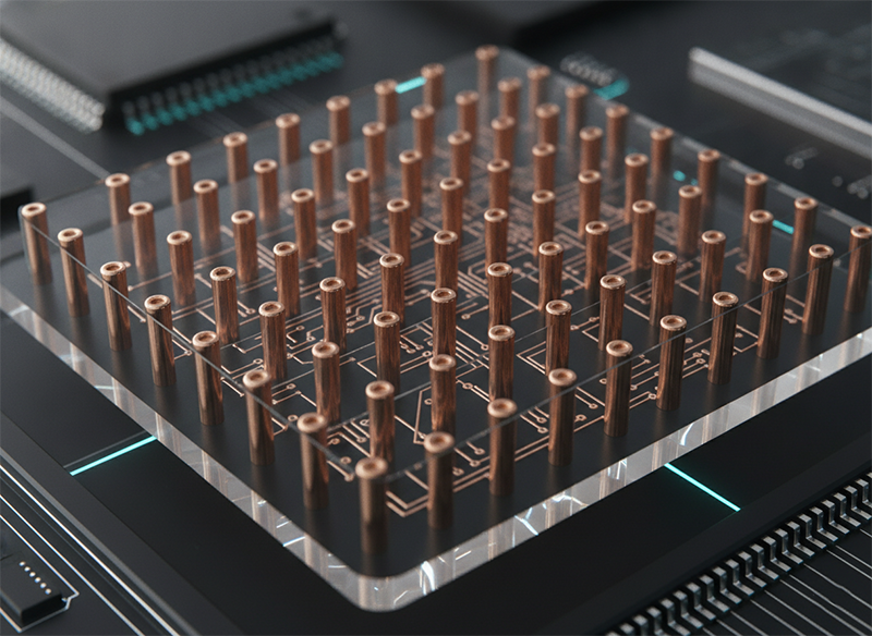 Transparent glass substrate with an array of metal-filled through-glass vias for advanced packaging