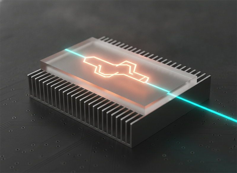 Flat slab laser amplifier extracting heat across a broad surface for high power with good beam quality