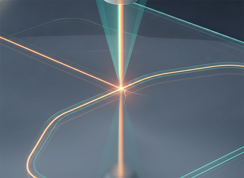 Stress concentration and crack initiation at a glass part's tight corner where the laser filament thins through the radius.
